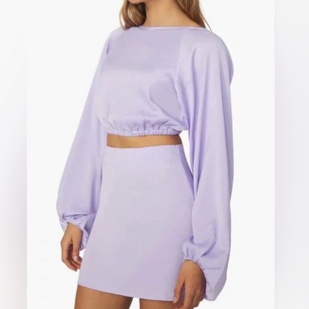 NWT WeWoreWhat Purple Satin Miniskirt size S
